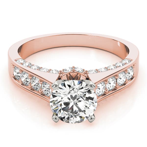 Single Row Channel Set Hidden Halo Engagement Ring, style 50525, On hand view in rose gold