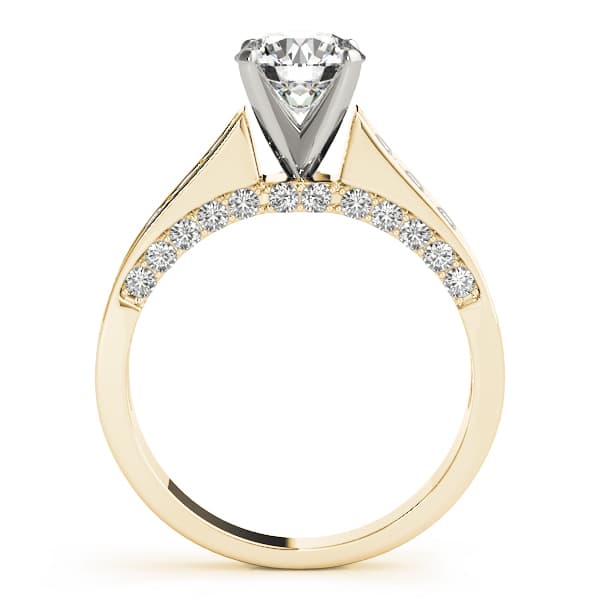 Single Row Channel Set Hidden Halo Engagement Ring, style 50525, Side view in yellow gold