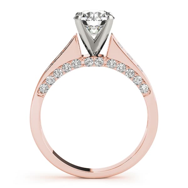 Single Row Channel Set Hidden Halo Engagement Ring, style 50525, Side view in rose gold