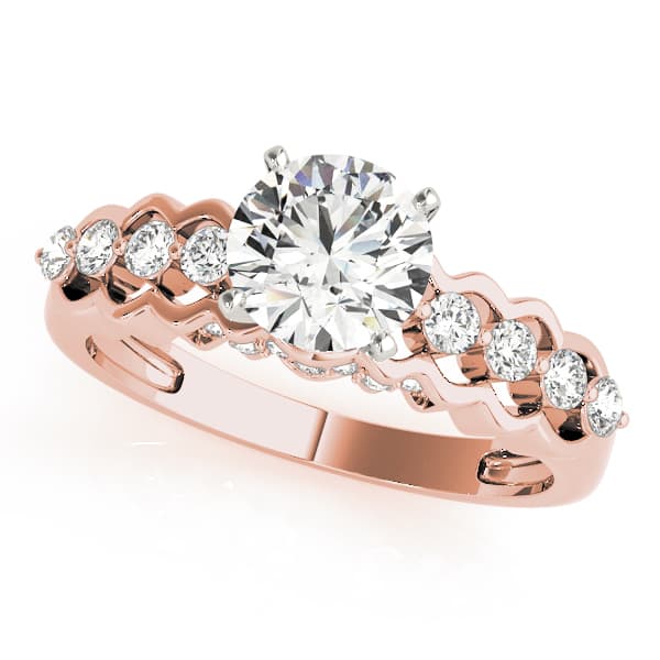 Single Row Prong Hidden Halo Engagement Ring, style 50526, Front view in rose gold