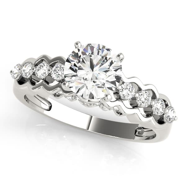 Single Row Prong Hidden Halo Engagement Rings — style 50526 in 10k White Gold