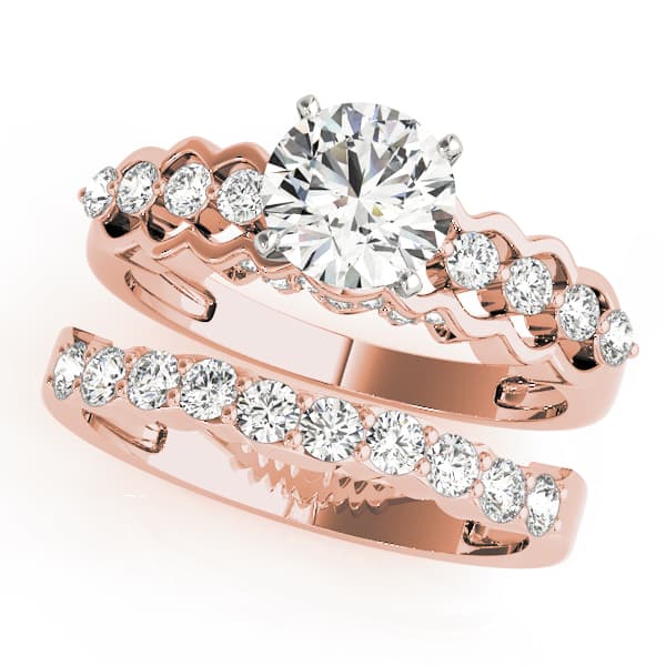 Single Row Prong Hidden Halo Engagement Ring, style 50526, On hand view in rose gold