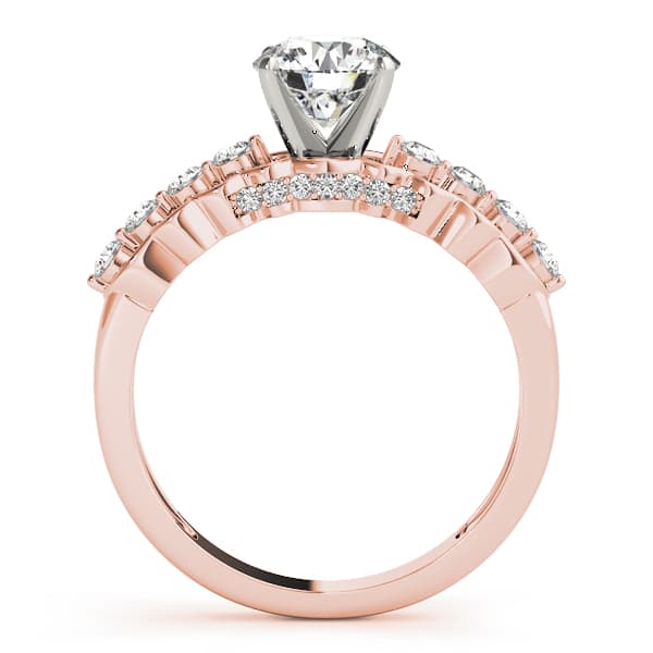 Single Row Prong Hidden Halo Engagement Ring, style 50526, Side view in rose gold