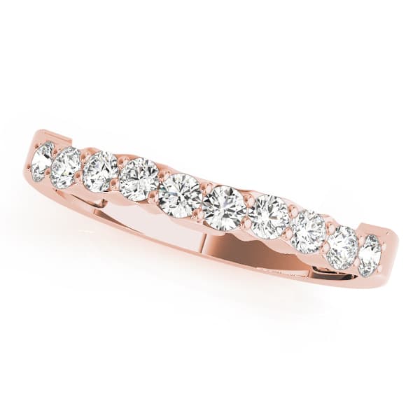 Shared Prong Curved Wedding Bands (1/3 ct. tw.), Front view in rose gold