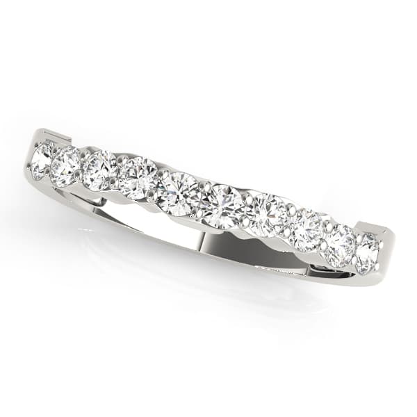 Shared Prong Curved Wedding Bands — View 1