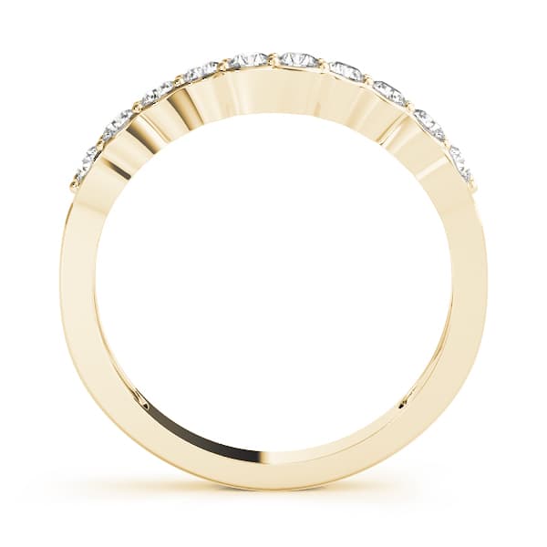 Shared Prong Curved Wedding Bands (1/3 ct. tw.), Side view in yellow gold