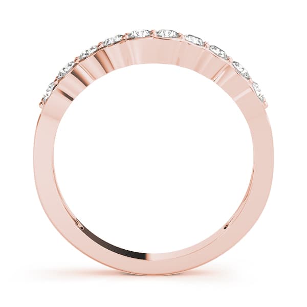 Shared Prong Curved Wedding Bands (1/3 ct. tw.), Side view in rose gold