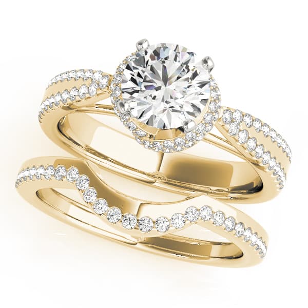 Multi-Row Engagement Ring, style 50527, On hand view in yellow gold