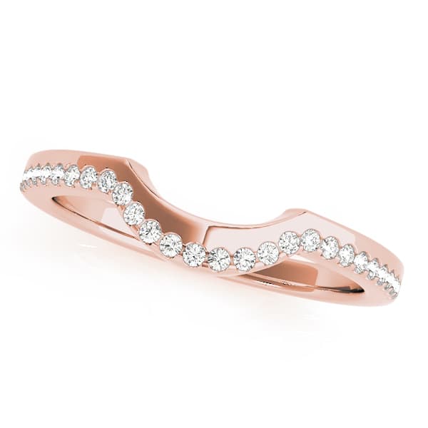 Single Row Curved Wedding Band (1/8 ct. tw.), Front view in rose gold
