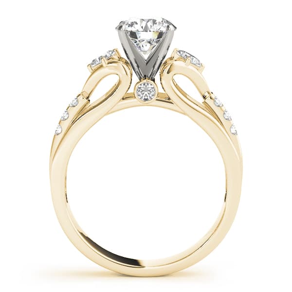 3 Stone Round Engagement Ring, style 50528, Side view in yellow gold