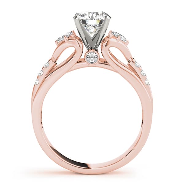3 Stone Round Engagement Ring, style 50528, Side view in rose gold