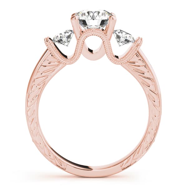 3 Stone Ring, style 50529, Side view in rose gold