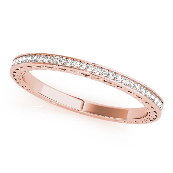 Prong Set Wedding Band (1/8 ct. tw.), Front view in rose gold