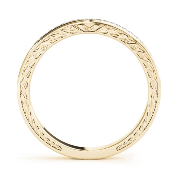 Prong Set Wedding Band (1/8 ct. tw.), Side view in yellow gold
