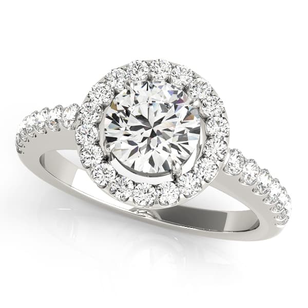 Single Row Halo Round Engagement Ring — style 50530 in 10k White Gold