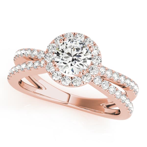Multi-Row Split Shank Halo Engagement Ring, style 50531, Front view in rose gold