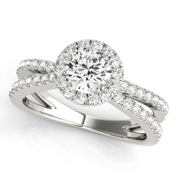Multirow Split Shank Halo Engagement Rings — style 50531 in 10k White Gold