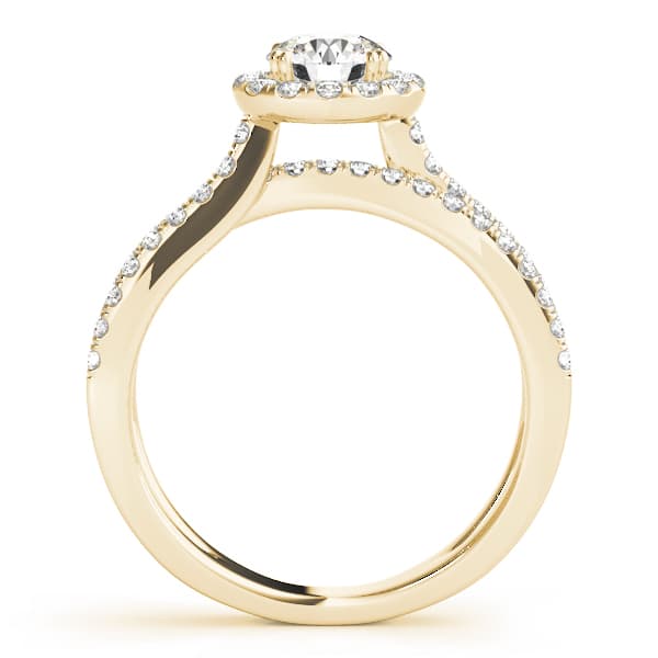 Multi-Row Split Shank Halo Engagement Ring, style 50531, Side view in yellow gold