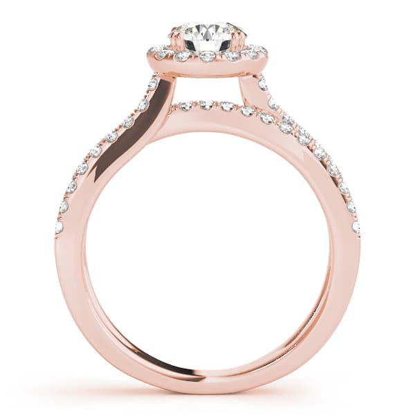 Multi-Row Split Shank Halo Engagement Ring, style 50531, Side view in rose gold