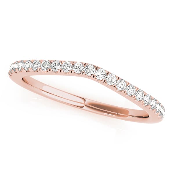 Prong Set Curved Wedding Bands (0.18 ct. tw.), Front view in rose gold