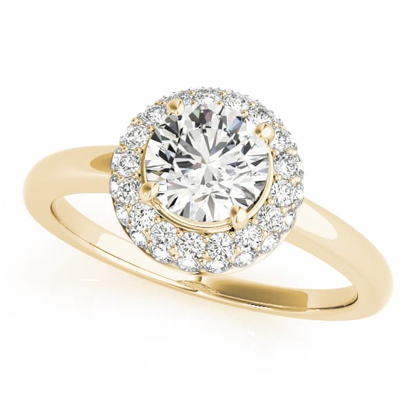 Halo Round Engagement Ring, style 50533, Front view in yellow gold
