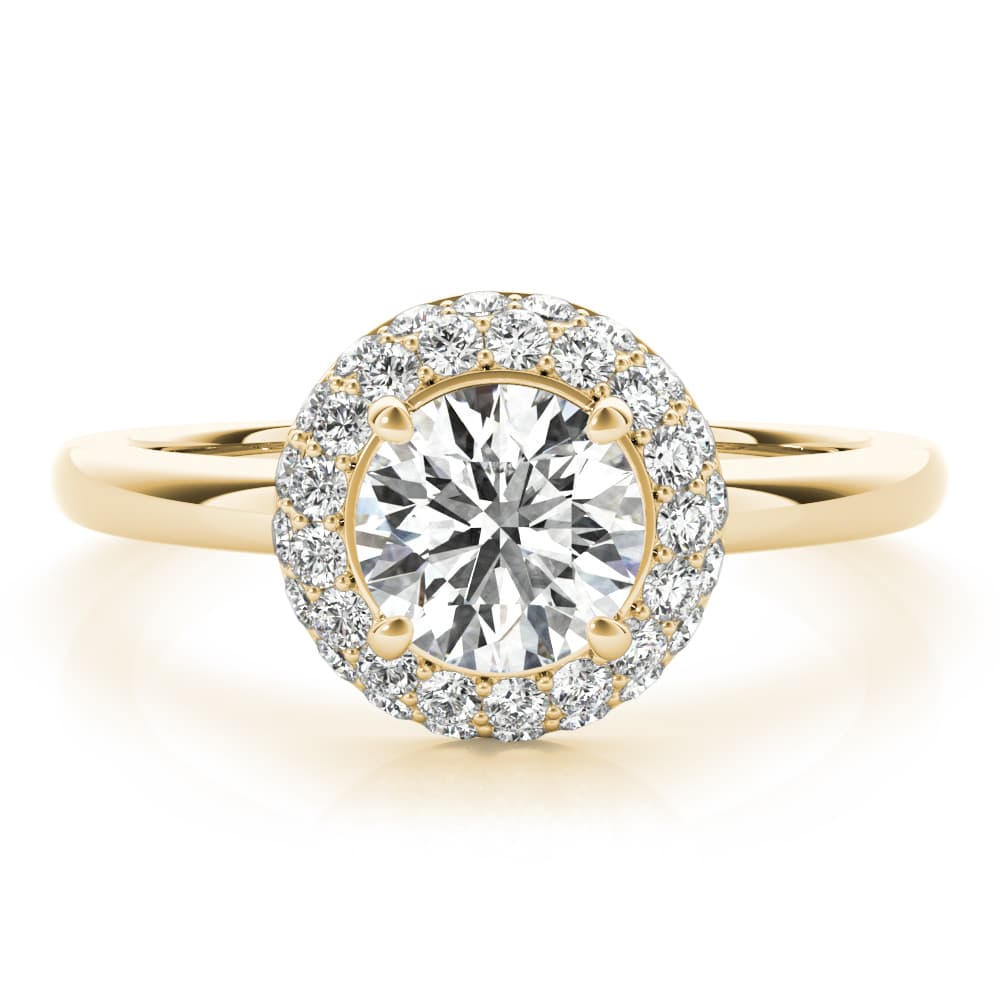 Halo Round Engagement Ring, style 50533, Angle view in yellow gold