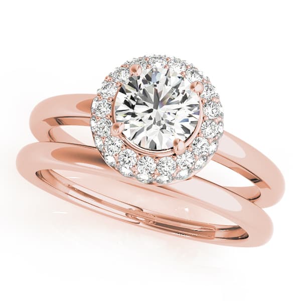 Halo Round Engagement Ring, style 50533, On hand view in rose gold