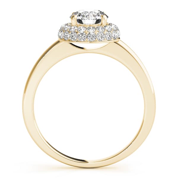 Halo Round Engagement Ring, style 50533, Side view in yellow gold