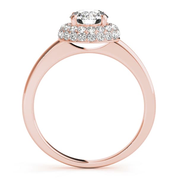 Halo Round Engagement Ring, style 50533, Side view in rose gold