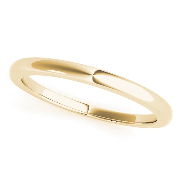 Plain Wedding Band — For 1/3, 1/2, 3/4 ct, Front view in yellow gold