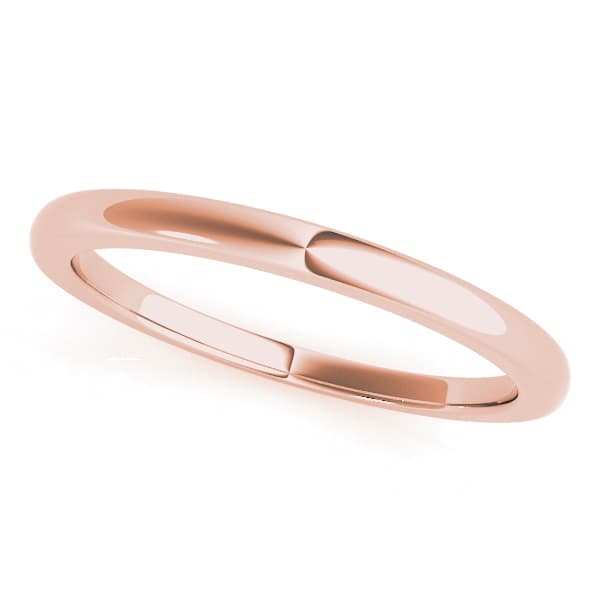 Plain Wedding Band — For 1, 1 1/2, 2 ct, Front view in rose gold