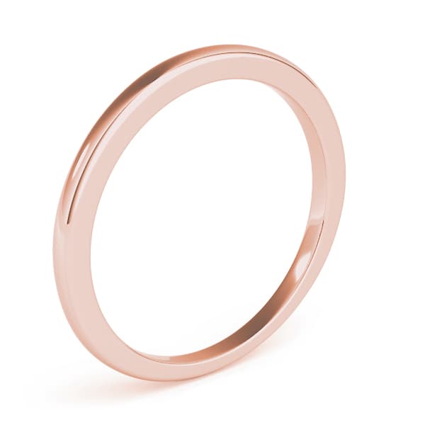Plain Wedding Band — For 1, 1 1/2, 2 ct, Angle view in rose gold