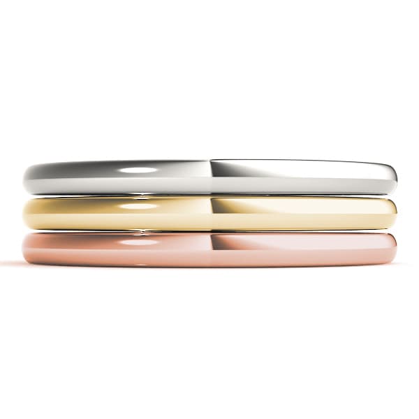 Plain Wedding Band — For 1/3, 1/2, 3/4 ct, Top view in white gold or platinum
