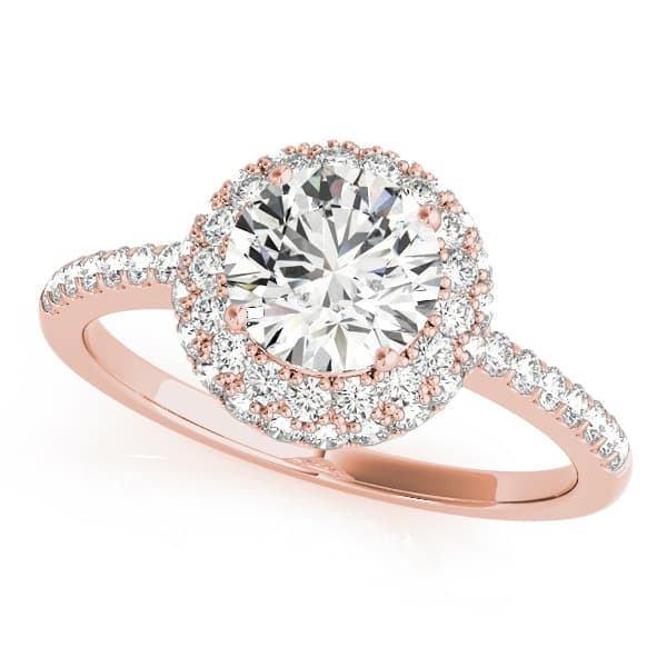 Halo Round Engagement Ring, style 50534, Front view in rose gold