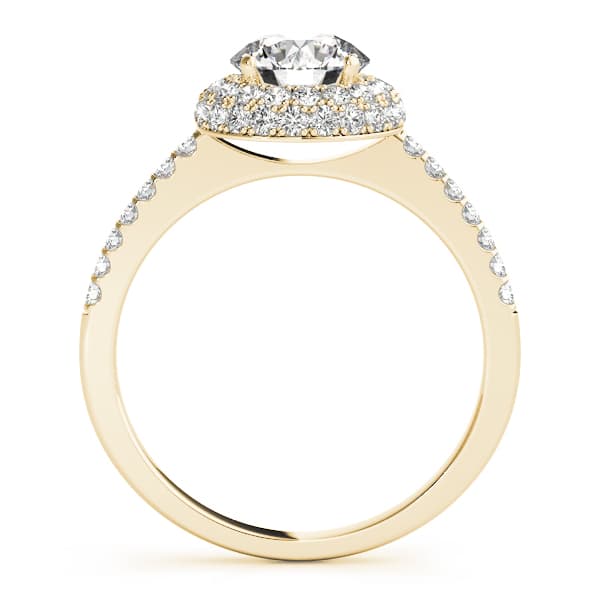 Halo Round Engagement Ring, style 50534, Side view in yellow gold