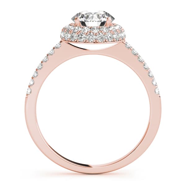Halo Round Engagement Ring, style 50534, Side view in rose gold