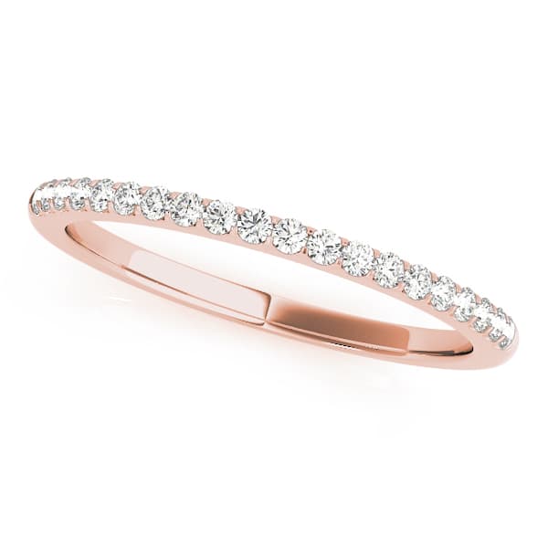 Single Row Prong Set Wedding Bands (0.2 ct. tw.), Front view in rose gold