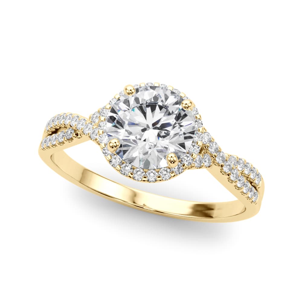 Twisted Infinity Halo Engagement Ring, style 50536, Front view in yellow gold