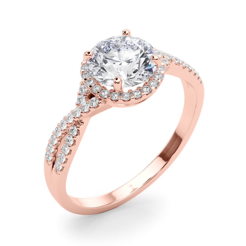 Twisted Infinity Halo Engagement Ring, style 50536, Angle view in rose gold