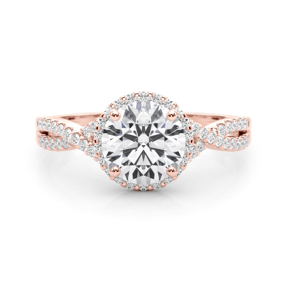 Twisted Infinity Halo Engagement Ring, style 50536, On hand view in rose gold