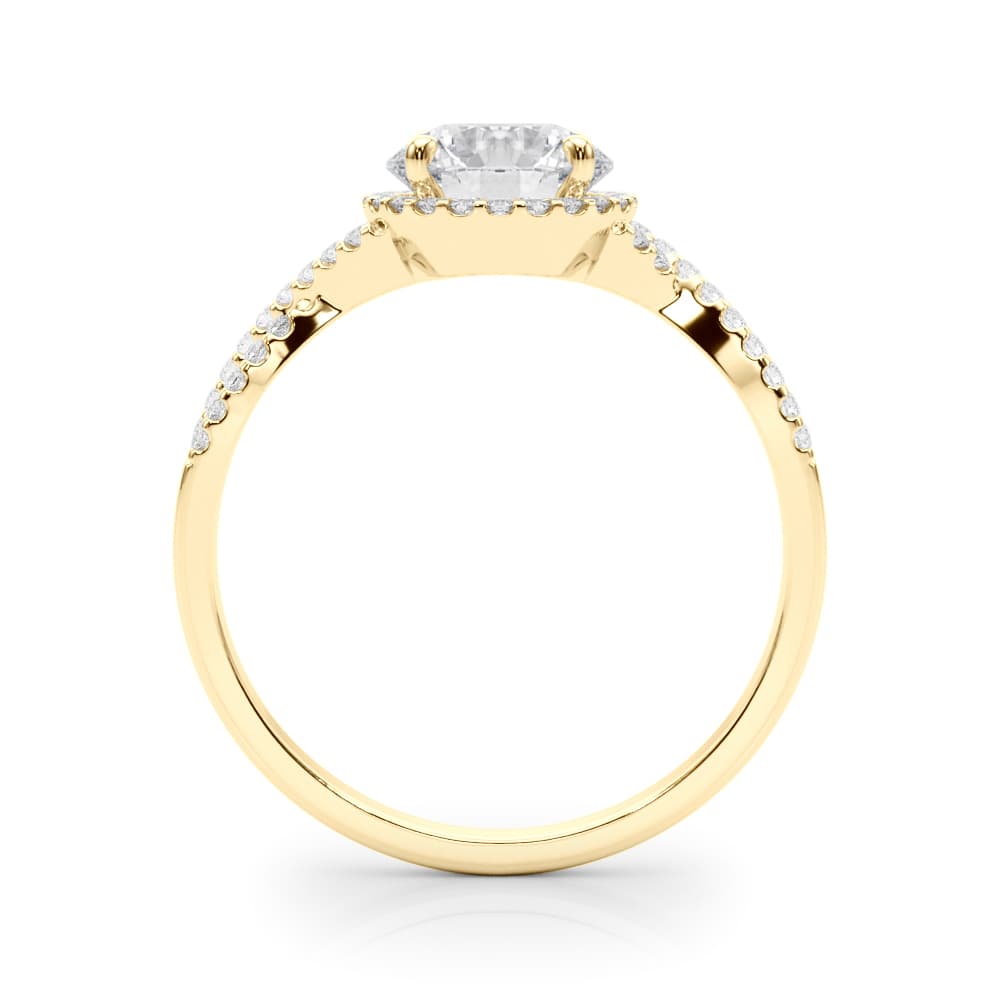 Twisted Infinity Halo Engagement Ring, style 50536, Side view in yellow gold