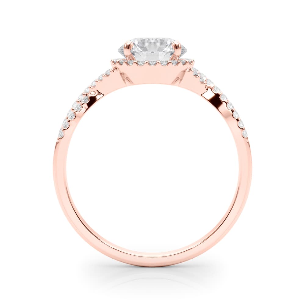 Twisted Infinity Halo Engagement Ring, style 50536, Side view in rose gold