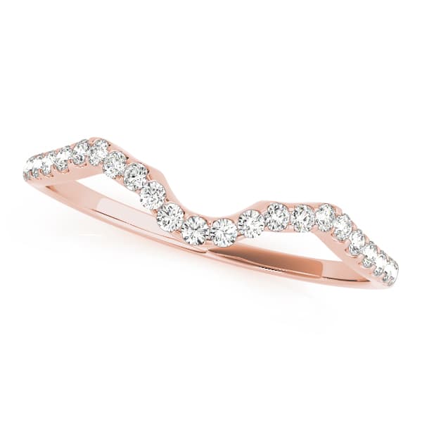 Shared Prong Curved Wedding Ring (0.09 ct. tw.), Front view in rose gold