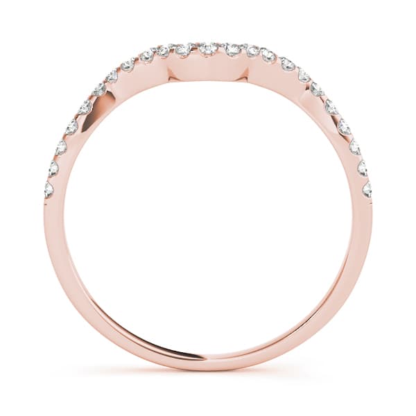Shared Prong Curved Wedding Ring (0.09 ct. tw.), Side view in rose gold