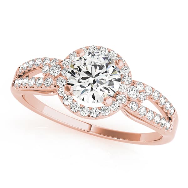 Halo Round Engagement Ring, style 50537, Front view in rose gold