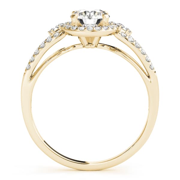 Halo Round Engagement Ring, style 50537, Side view in yellow gold