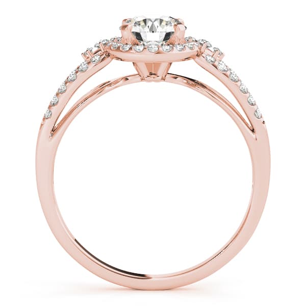 Halo Round Engagement Ring, style 50537, Side view in rose gold