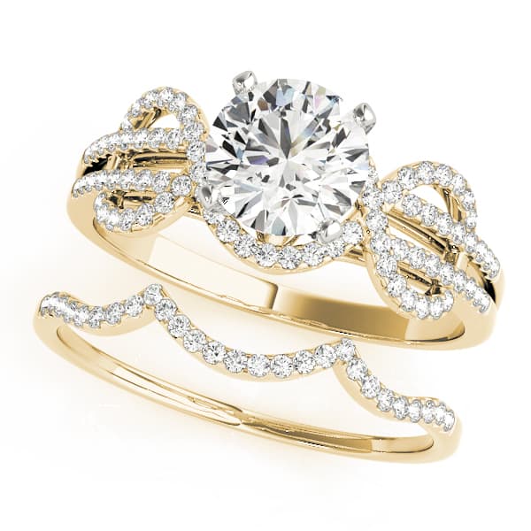 Multi-Row Engagement Ring, style 50539, On hand view in yellow gold
