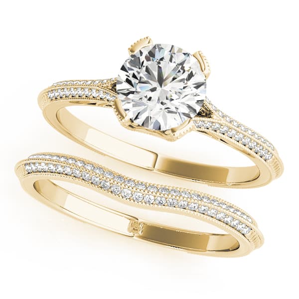 Multi-Row Engagement Ring, style 50540, On hand view in yellow gold