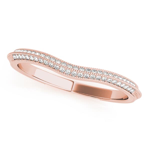 Double Row Pavé Wedding Bands (0.16 ct. tw.), Front view in rose gold